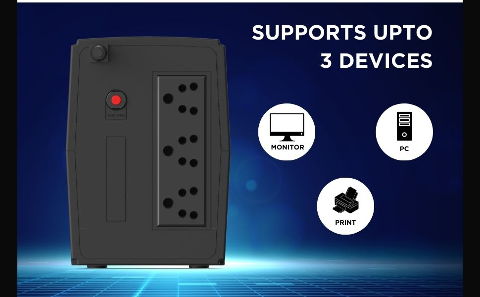 Lapcare 1KVA - 1200VA /600W, 230V, UPS System, an Ideal Power Backup & Protection for Home Office, Desktop PC & Home Electronics