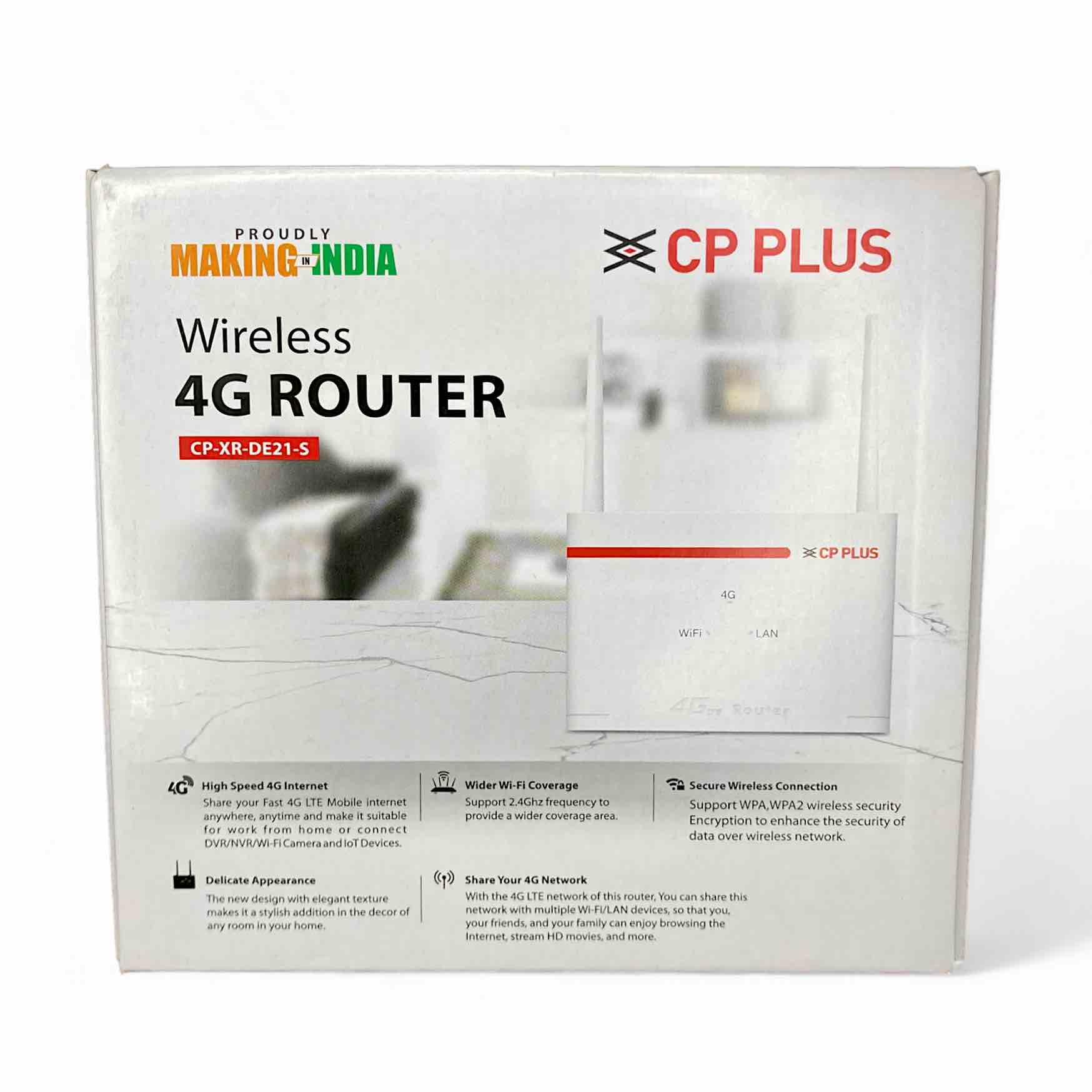 CP Plus 4G SIM Card Wi-Fi Router with High Speed 4G Internet & Wider Wi-Fi Coverage | Support External Antenna | Support Reset, WPS Button - CP-XR-DE21-S
