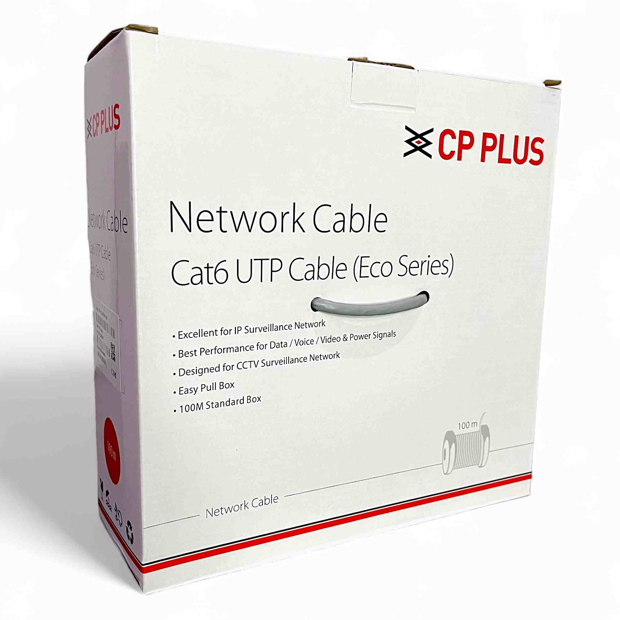 CP PLUS CP-FUT-6TSRH-100 Cat 6 Ethernet 100 meter Cable with high speed connectivity | Universal compatibility | Secure and Stable Connection | 24 AWG 4 Pair UTP Cable