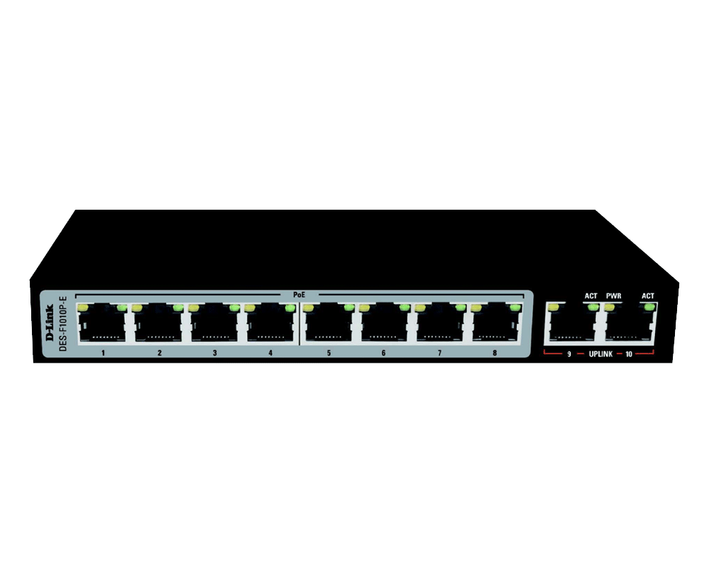 D-Link 8+2 1000Mbps 250m PoE Switch DES-F1010P-E