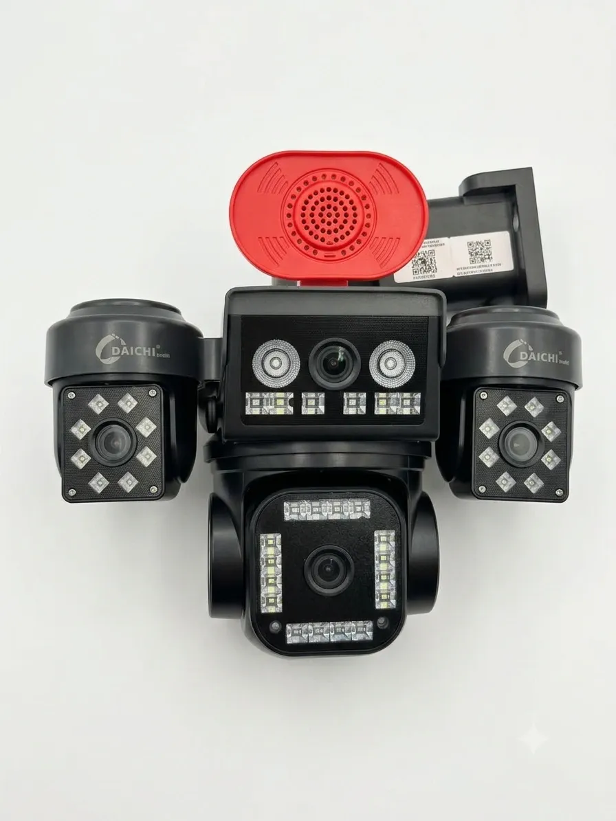 DAICHI Drishti Raptor Quad Lens Solar Camera | 4G PTZ, 4 Lens 3MP, 16000mAh, IP66, Two-Way Audio, Human Tracking